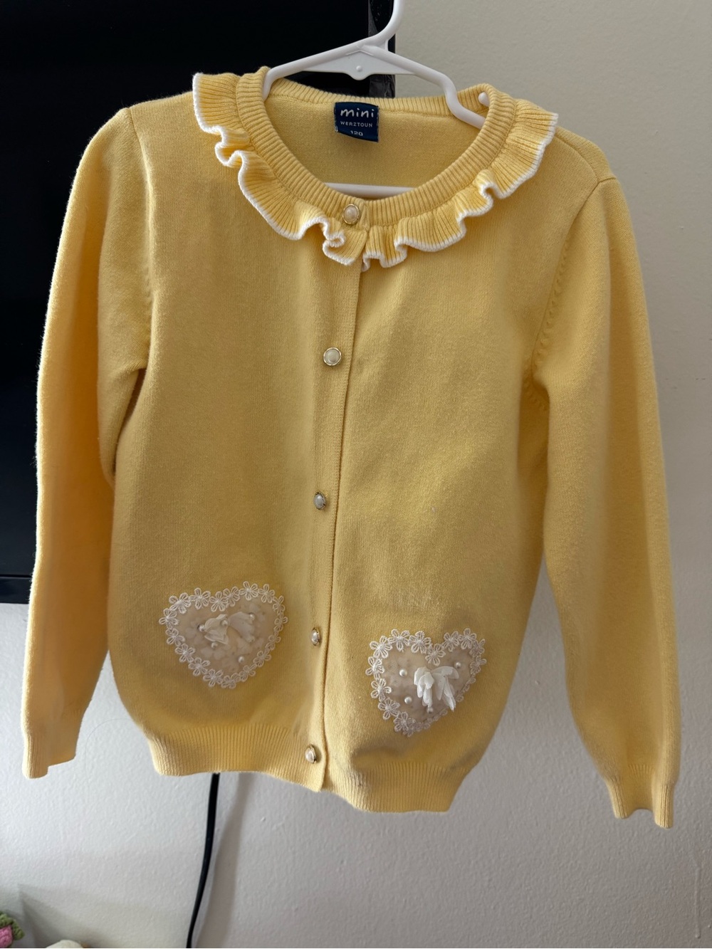 #yellow ruffle collar cardigan for kids